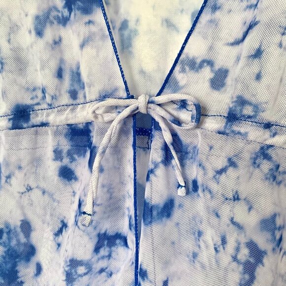 Sheer Mesh Short Sleeve Cloud Cover Up Top Y2K Grunge Light Fairy Whimsigoth - Picture 4 of 14